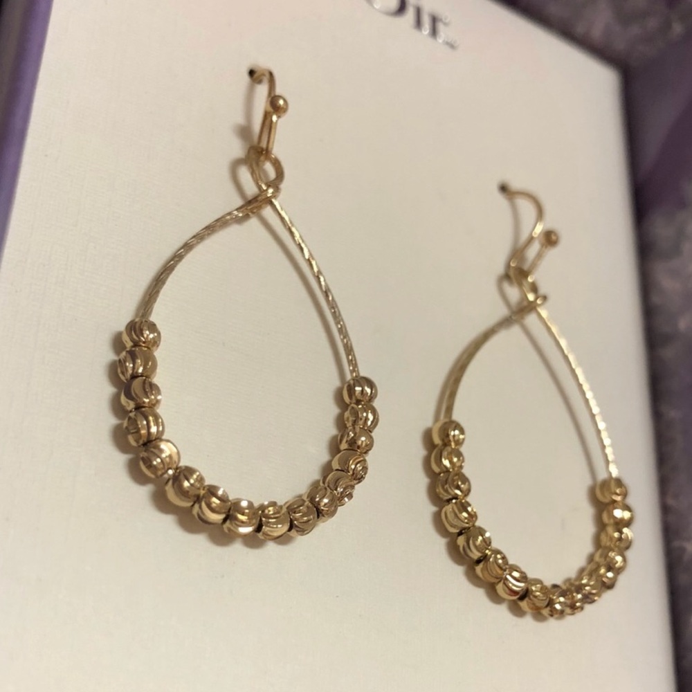 New In Box Gold Beaded Drop Earring - Picture 5 of 5